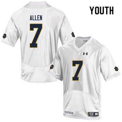 Notre Dame Fighting Irish Youth Derrik Allen #7 White Under Armour Authentic Stitched College NCAA Football Jersey MWU3899XR